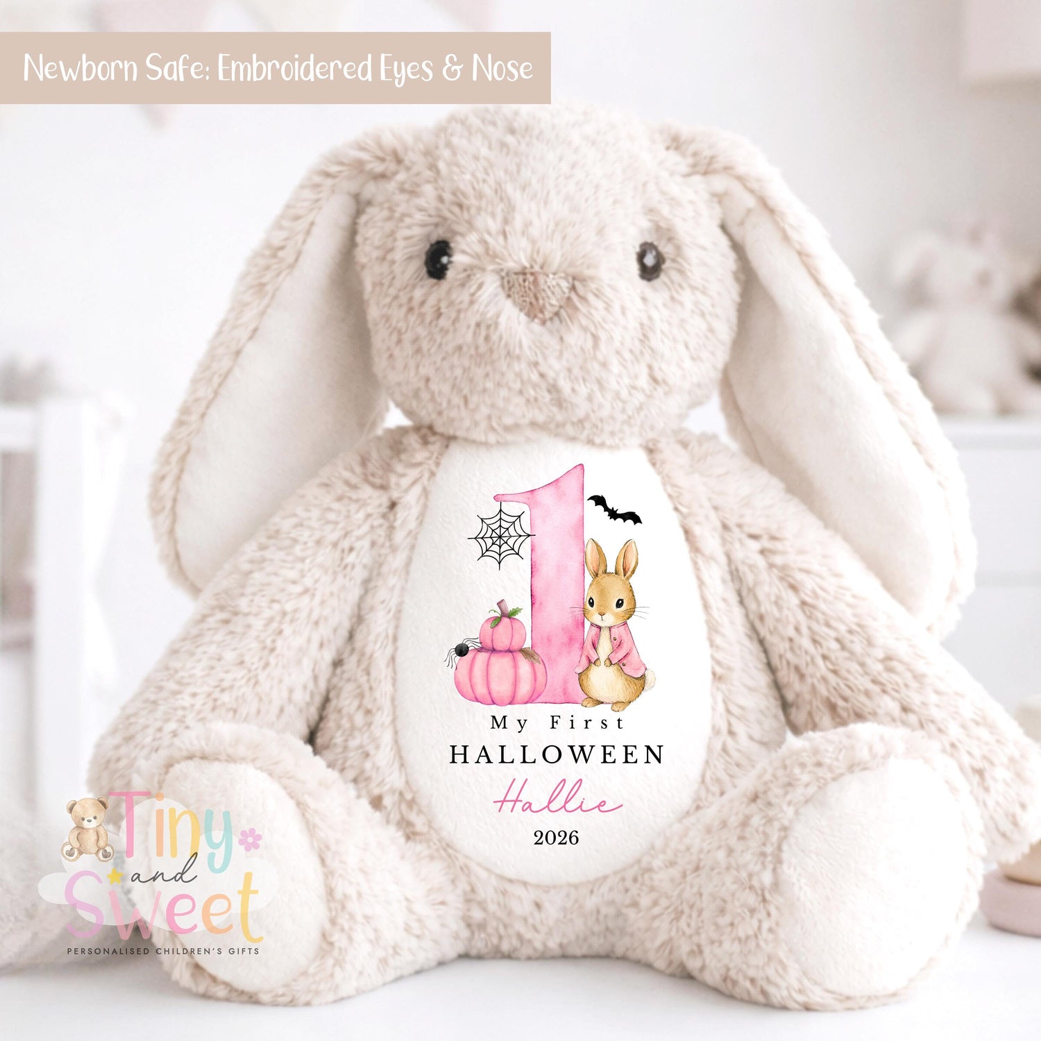 Personalised My First Halloween Bunny, Halloween Keepsake Plush Toy, New Baby Gift