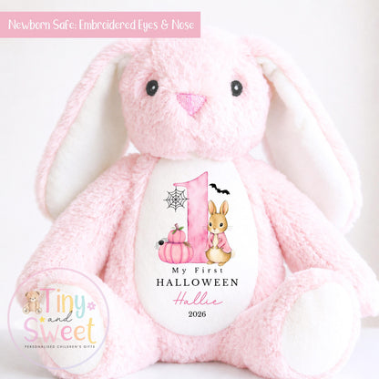 Personalised My First Halloween Bunny, Halloween Keepsake Plush Toy, New Baby Gift