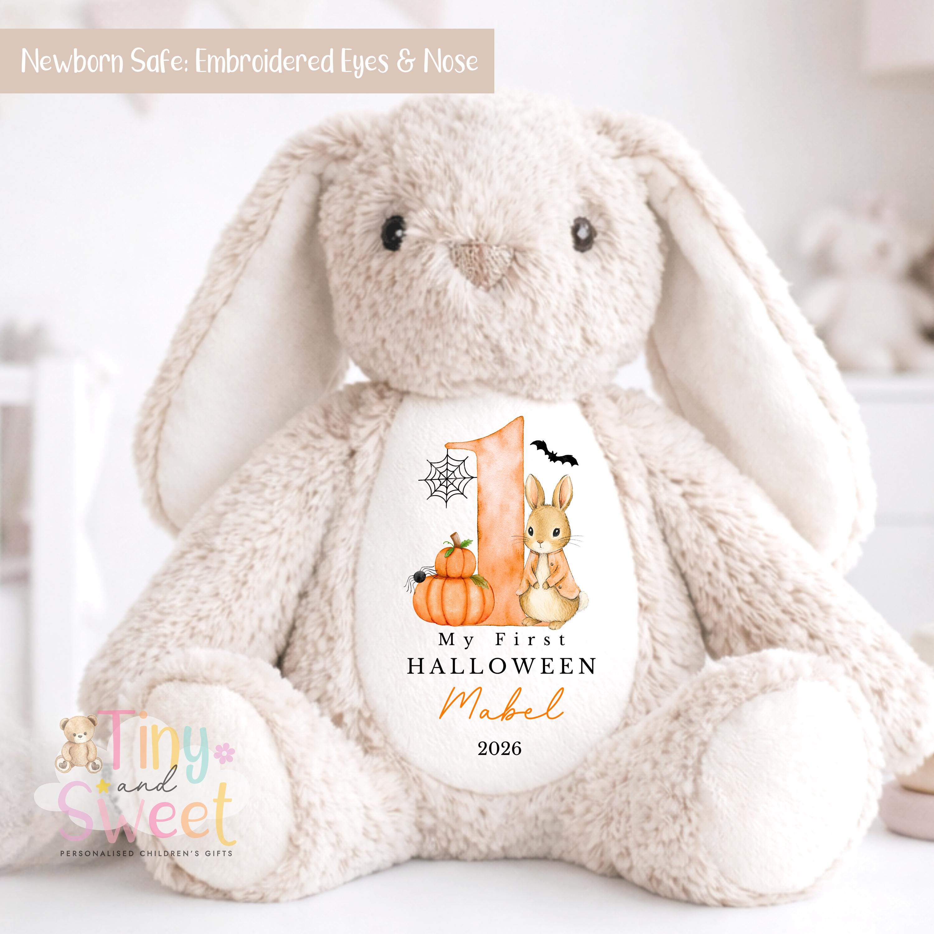 Personalised My First Halloween Bunny, Halloween Keepsake Plush Toy, New Baby Gift