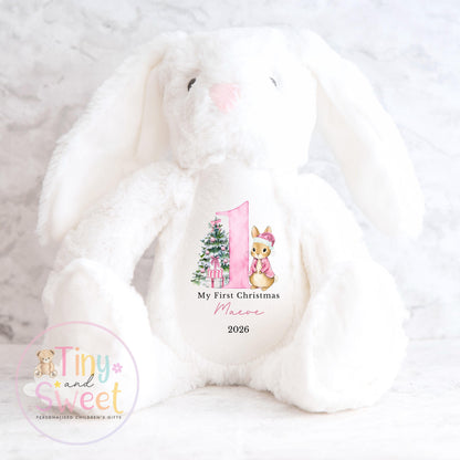 My First Christmas Bunny, Personalised Christmas Soft Toy, Baby’s First Christmas Soft Toy Gift, My First Christmas Keepsake Gift