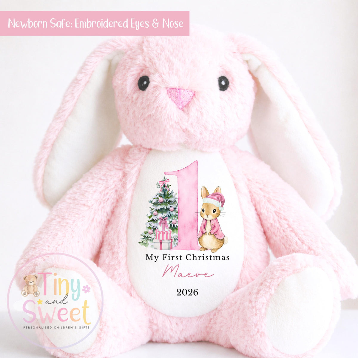 My First Christmas Bunny, Personalised Christmas Soft Toy, Baby’s First Christmas Soft Toy Gift, My First Christmas Keepsake Gift