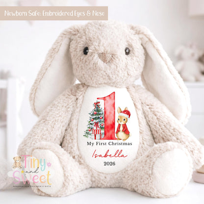 My First Christmas Bunny, Personalised Christmas Soft Toy, Baby’s First Christmas Soft Toy Gift, My First Christmas Keepsake Gift