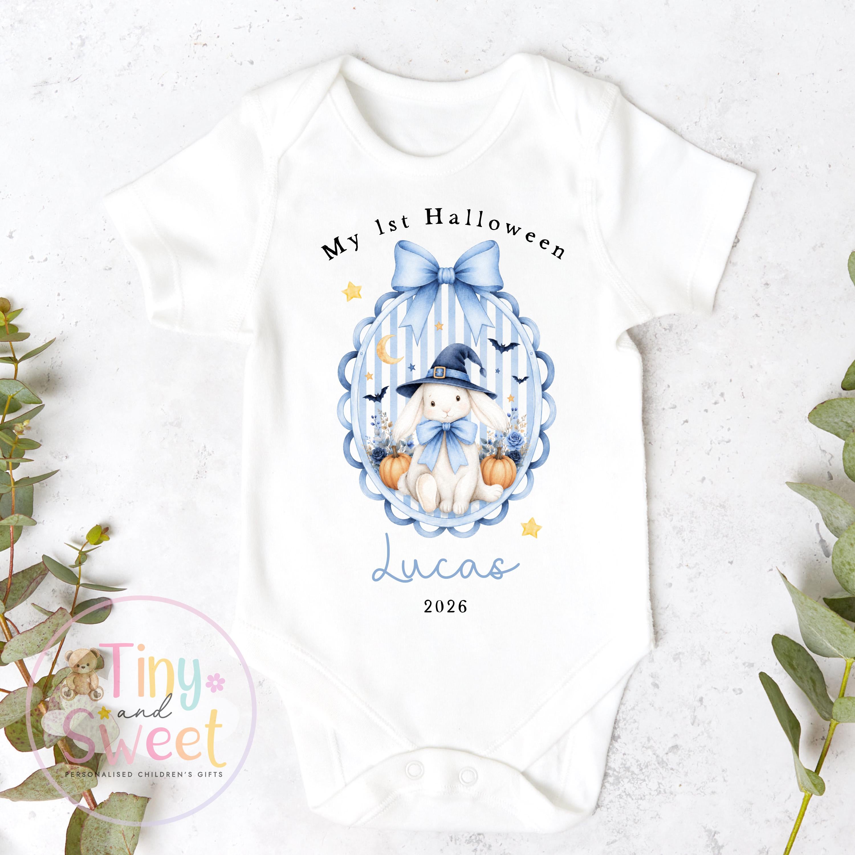 Personalised My First Halloween Sleepsuit – First Halloween –Baby’s 1st Halloween Outfit with Name – Custom Baby Grow – Halloween Baby Gift