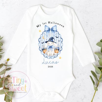 Personalised My First Halloween Sleepsuit – First Halloween –Baby’s 1st Halloween Outfit with Name – Custom Baby Grow – Halloween Baby Gift