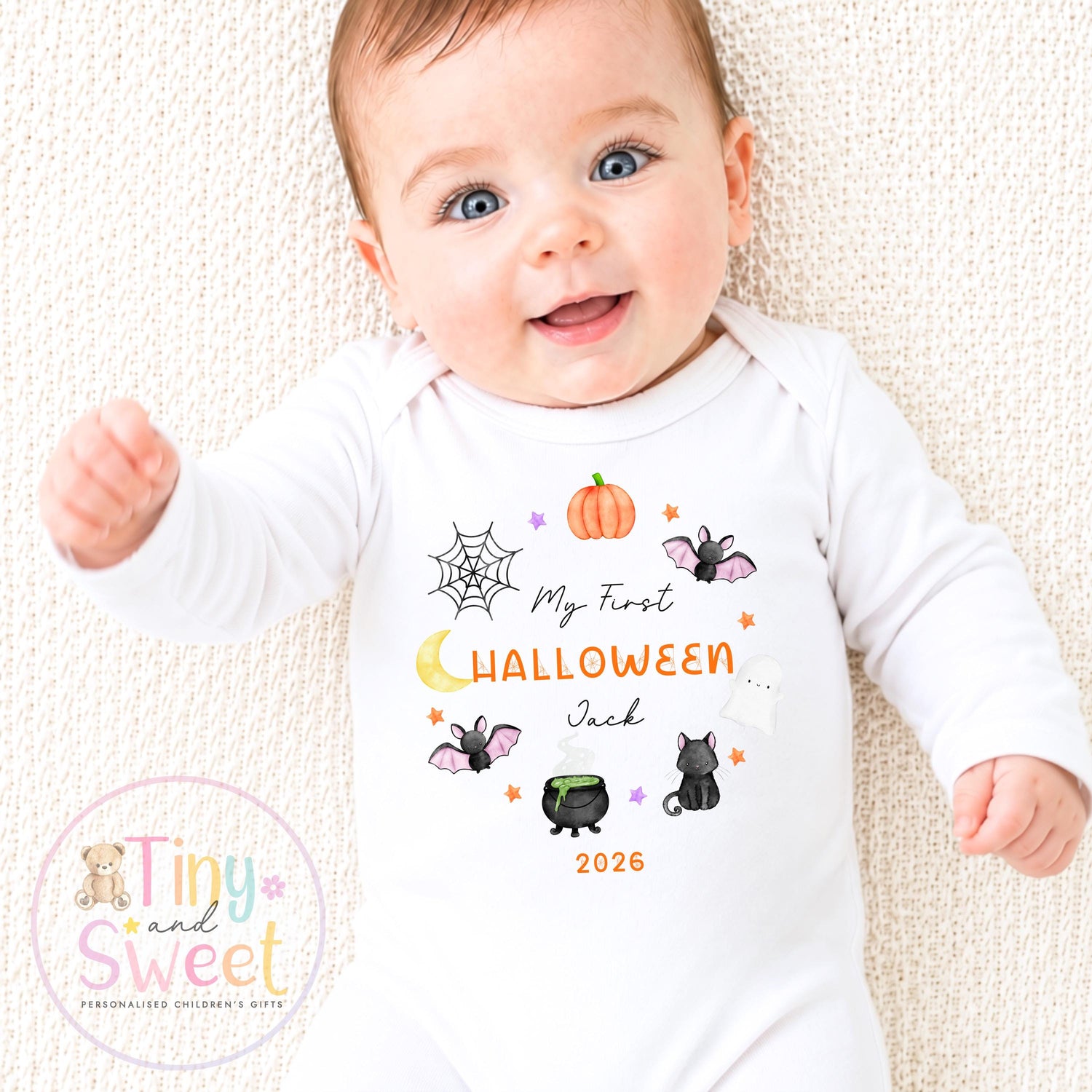 First Halloween Wreath Personalised Sleepsuit