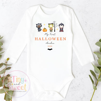 Personalised My First Halloween Sleepsuit, Cute Ghosts, 1st Halloween, Spooky Season, First Boo, Boo Box