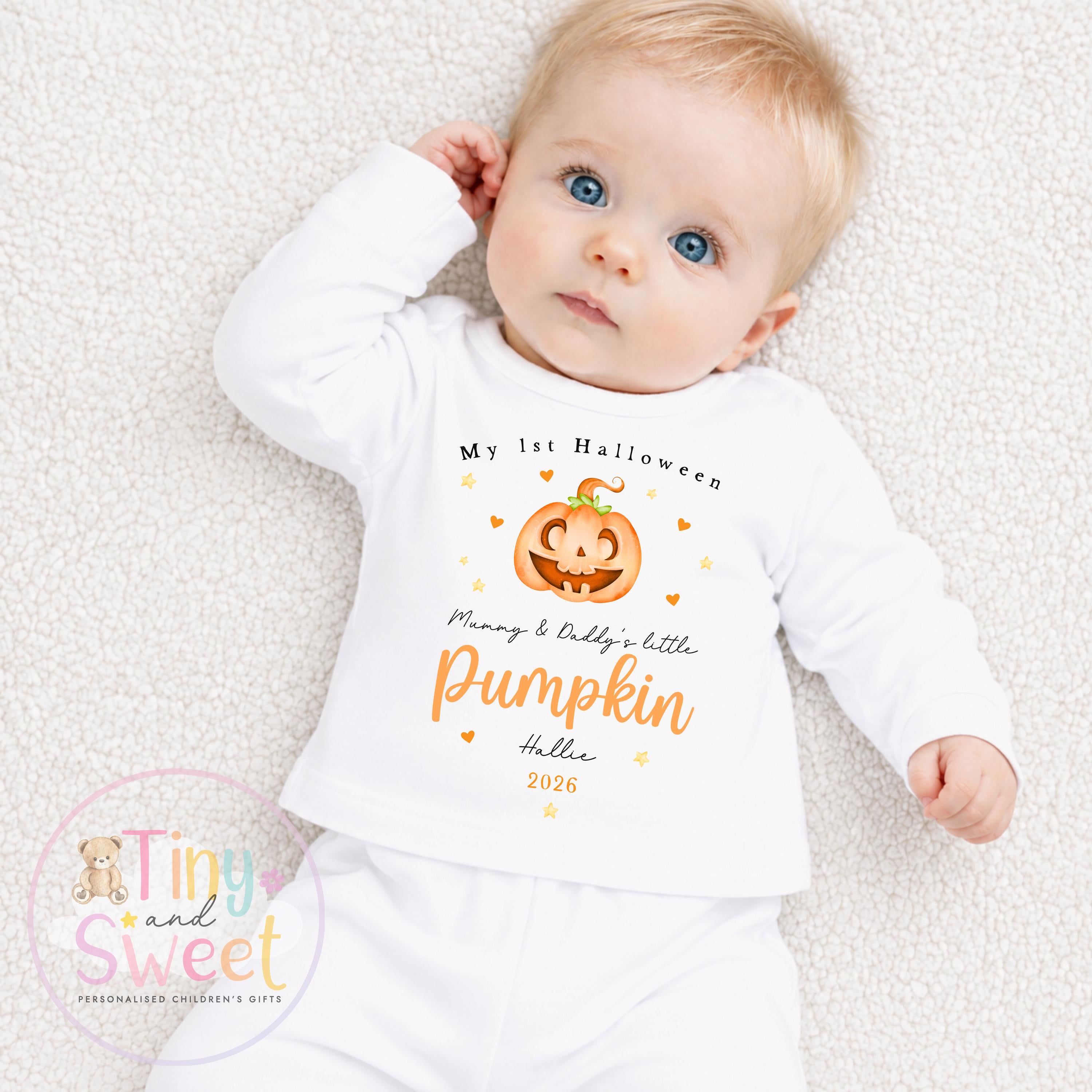 Classic Pumpkin First Halloween Personalised Sleepsuit