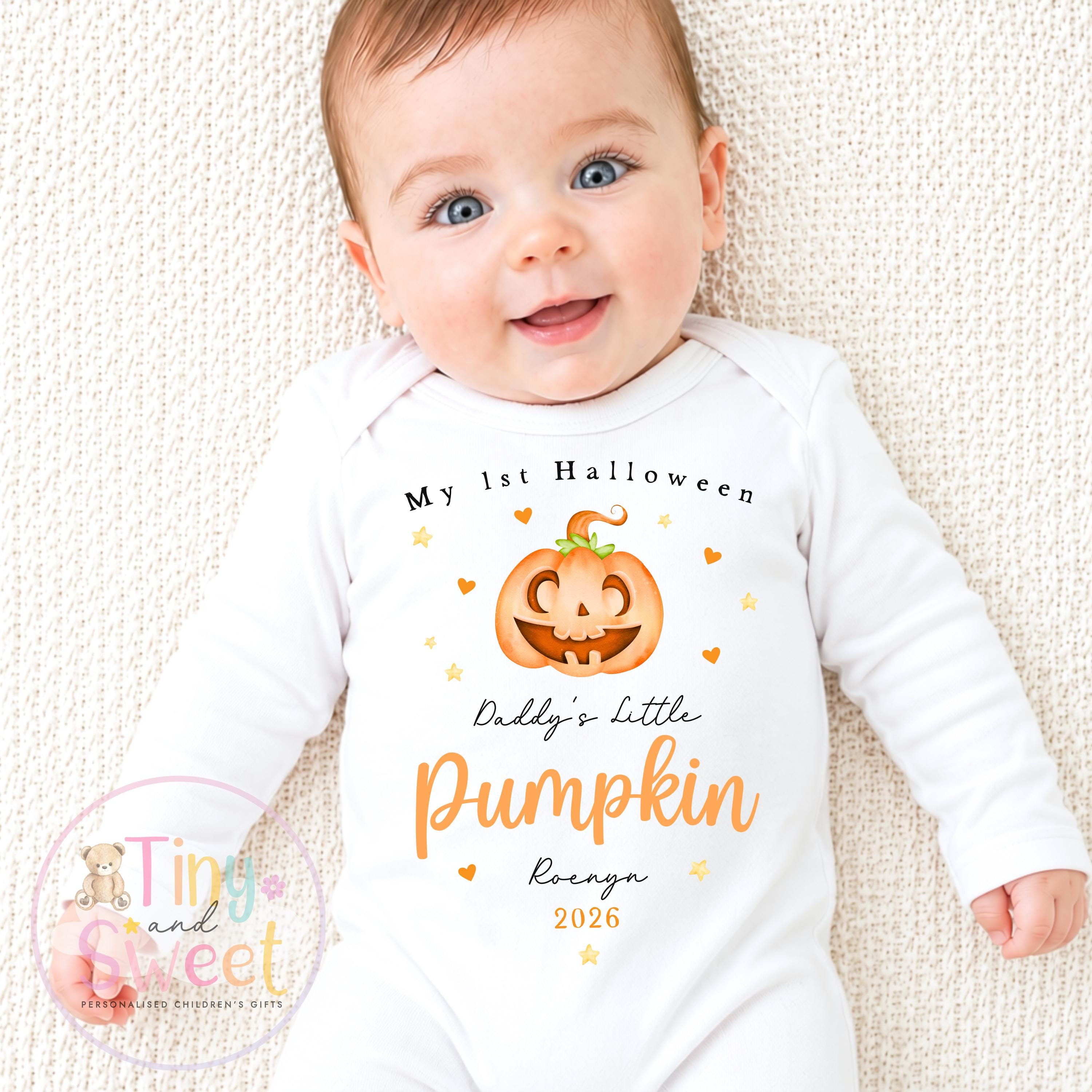 Classic Pumpkin First Halloween Personalised Sleepsuit