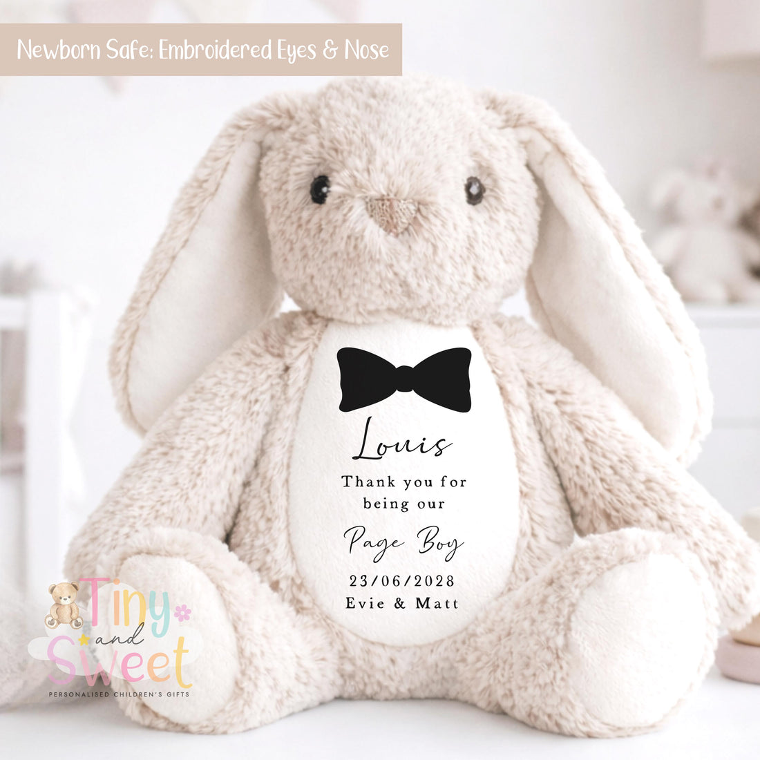 Personalised Page Boy Bunny, Page Boy Gift, Will you be my page boy Bunny, Personalised Soft Toy, Page Boy Proposal, Ring Bearer