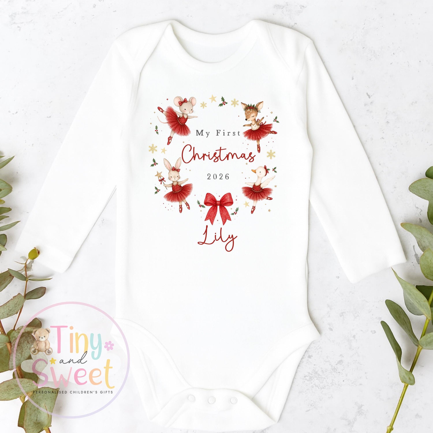 My First Christmas Sleepsuit, Personalised My First Christmas Babygrow, Baby’s 1st Christmas Outfit, Newborn Christmas Outfit, First Xmas
