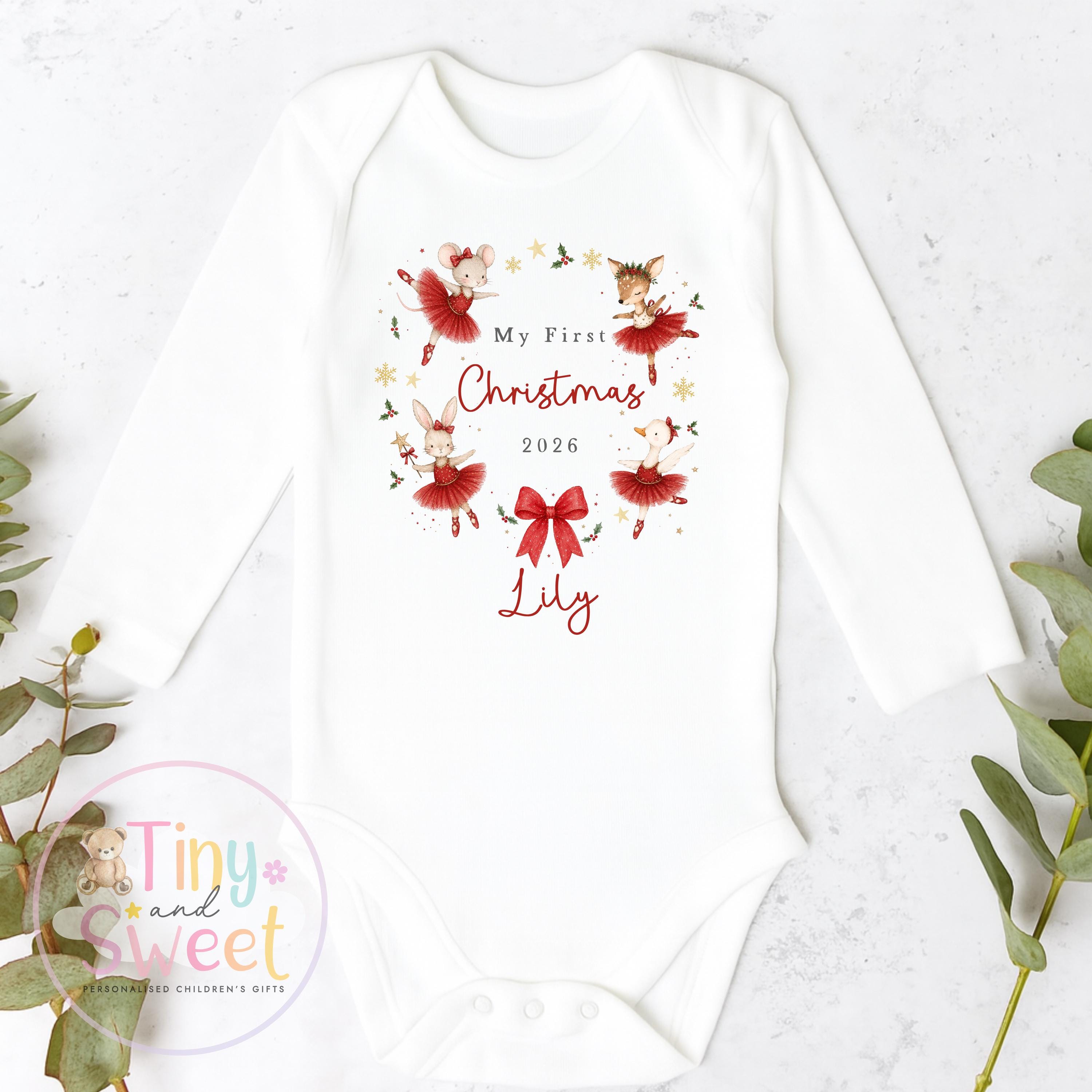 My First Christmas Sleepsuit, Personalised My First Christmas Babygrow, Baby’s 1st Christmas Outfit, Newborn Christmas Outfit, First Xmas