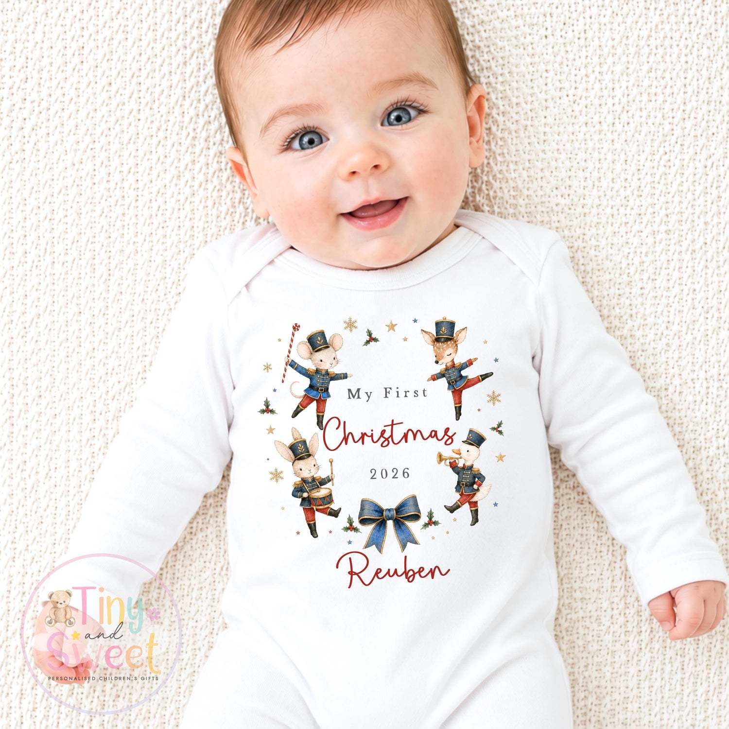 My First Christmas Sleepsuit, Personalised My First Christmas Babygrow, Baby’s 1st Christmas Outfit, Newborn Christmas Outfit, First Xmas