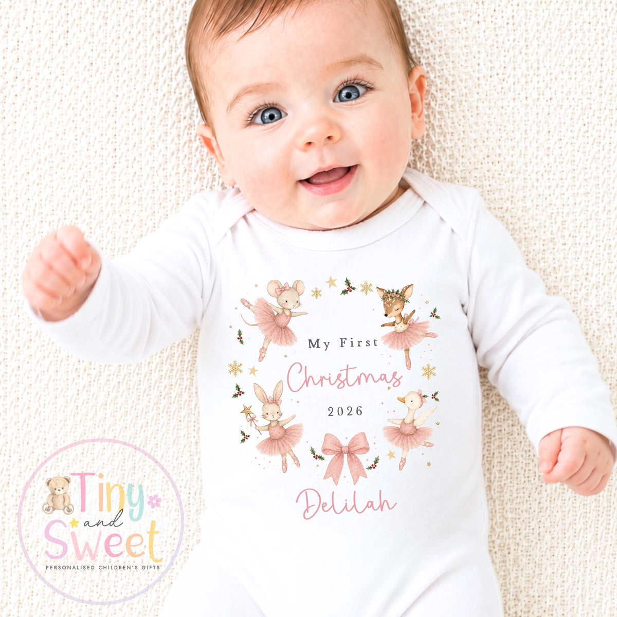 My First Christmas Sleepsuit, Personalised My First Christmas Babygrow, Baby’s 1st Christmas Outfit, Newborn Christmas Outfit, First Xmas