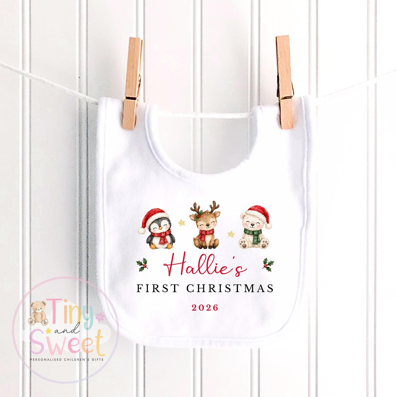 Personalised My First Christmas Bunny Sleepsuit, When I wake up it will be christmas, Babies 1st Christmas, New Baby first xmas