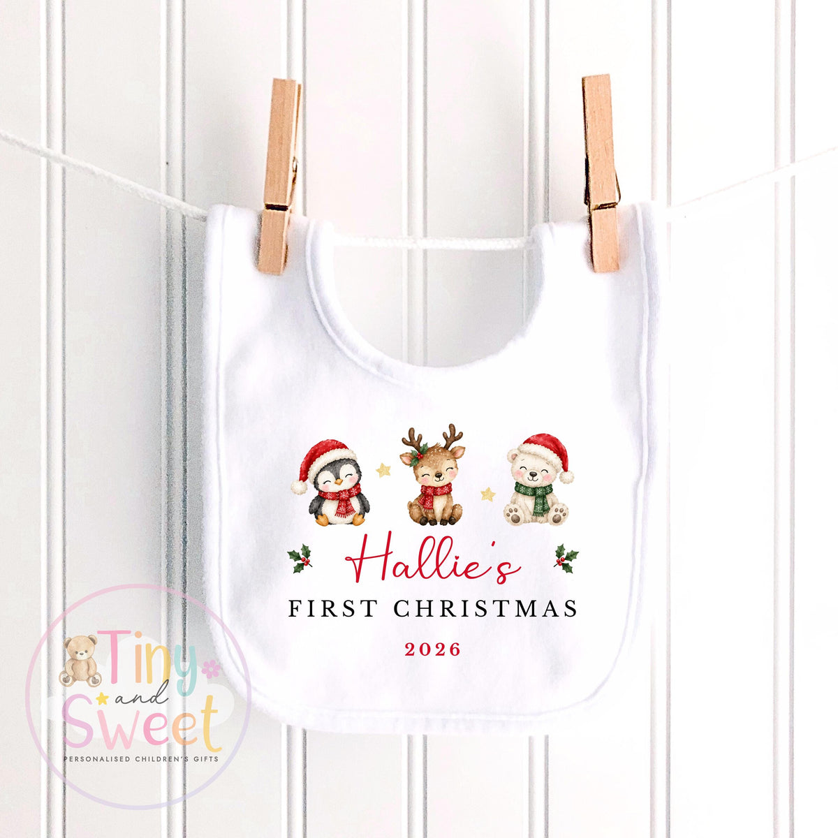 Personalised My First Christmas Bunny Sleepsuit, When I wake up it will be christmas, Babies 1st Christmas, New Baby first xmas