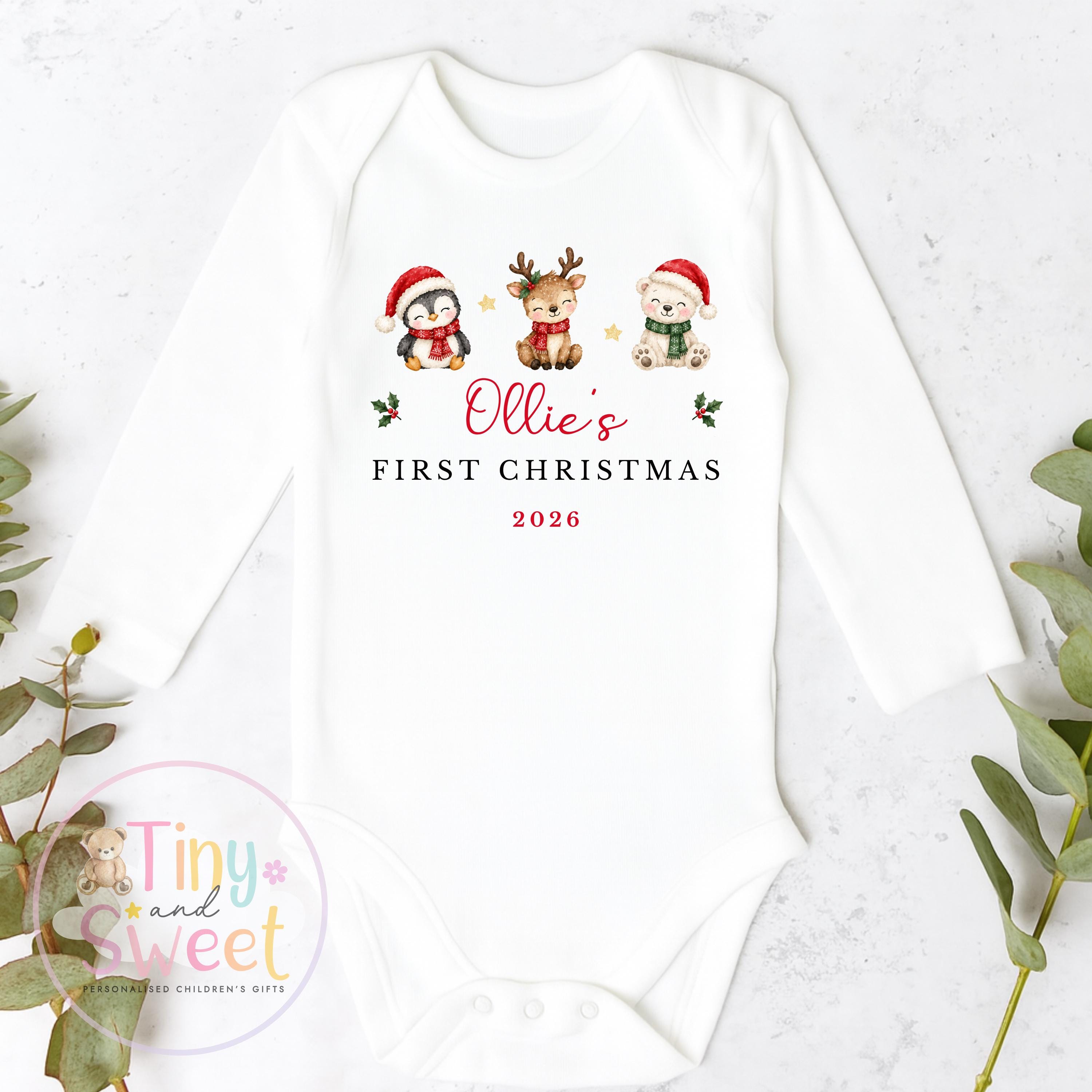 Personalised My First Christmas Bunny Sleepsuit, When I wake up it will be christmas, Babies 1st Christmas, New Baby first xmas