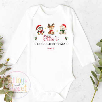 Personalised My First Christmas Bunny Sleepsuit, When I wake up it will be christmas, Babies 1st Christmas, New Baby first xmas