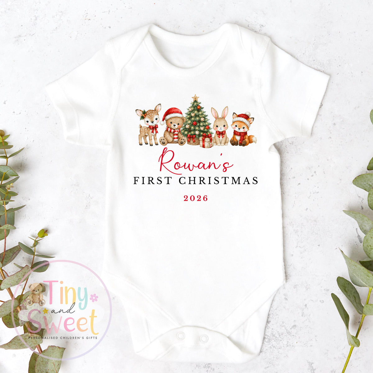 Personalised My First Christmas Bunny Sleepsuit, When I wake up it will be christmas, Babies 1st Christmas, New Baby first xmas