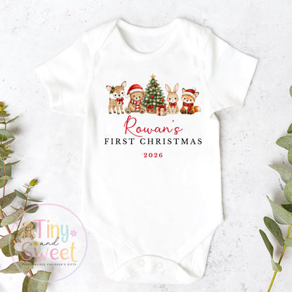 Personalised My First Christmas Bunny Sleepsuit, When I wake up it will be christmas, Babies 1st Christmas, New Baby first xmas