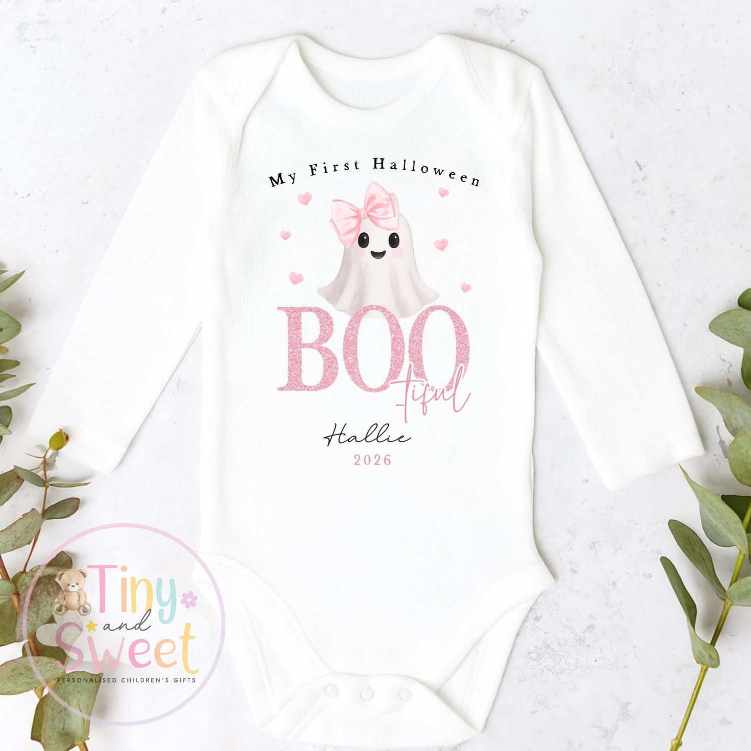 Personalised Bootiful First Halloween Sleepsuit