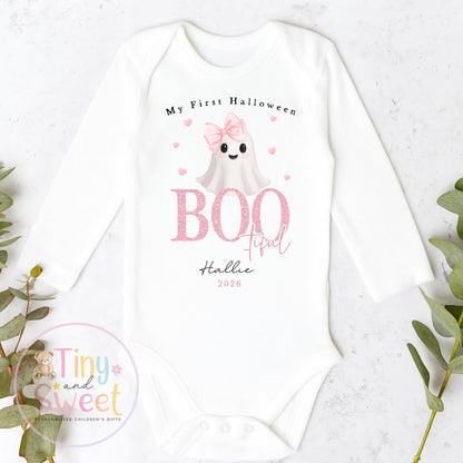Personalised Bootiful First Halloween Sleepsuit