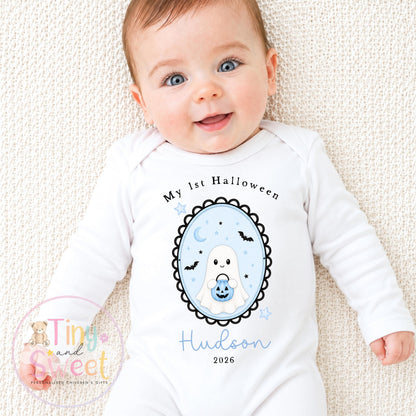 Personalised My First Halloween Sleepsuit – First Halloween –Baby’s 1st Halloween Outfit with Name – Custom Baby Grow – Halloween Baby Gift