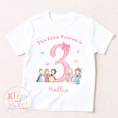 Personalised Princess Birthday Sweatshirt or T Shirt, Custom Little Princess Birthday Tee, 1st, 2nd, 3rd, 4th, Princesses, Beauty