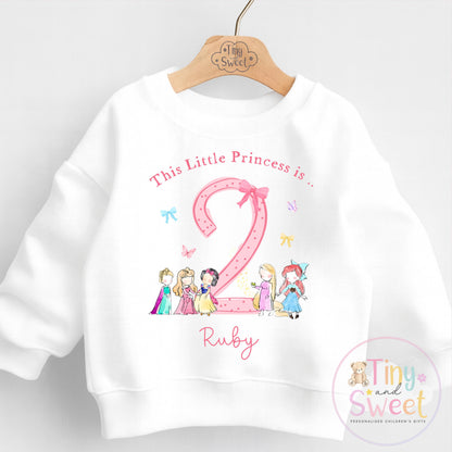 Personalised Princess Birthday Sweatshirt or T Shirt, Custom Little Princess Birthday Tee, 1st, 2nd, 3rd, 4th, Princesses, Beauty