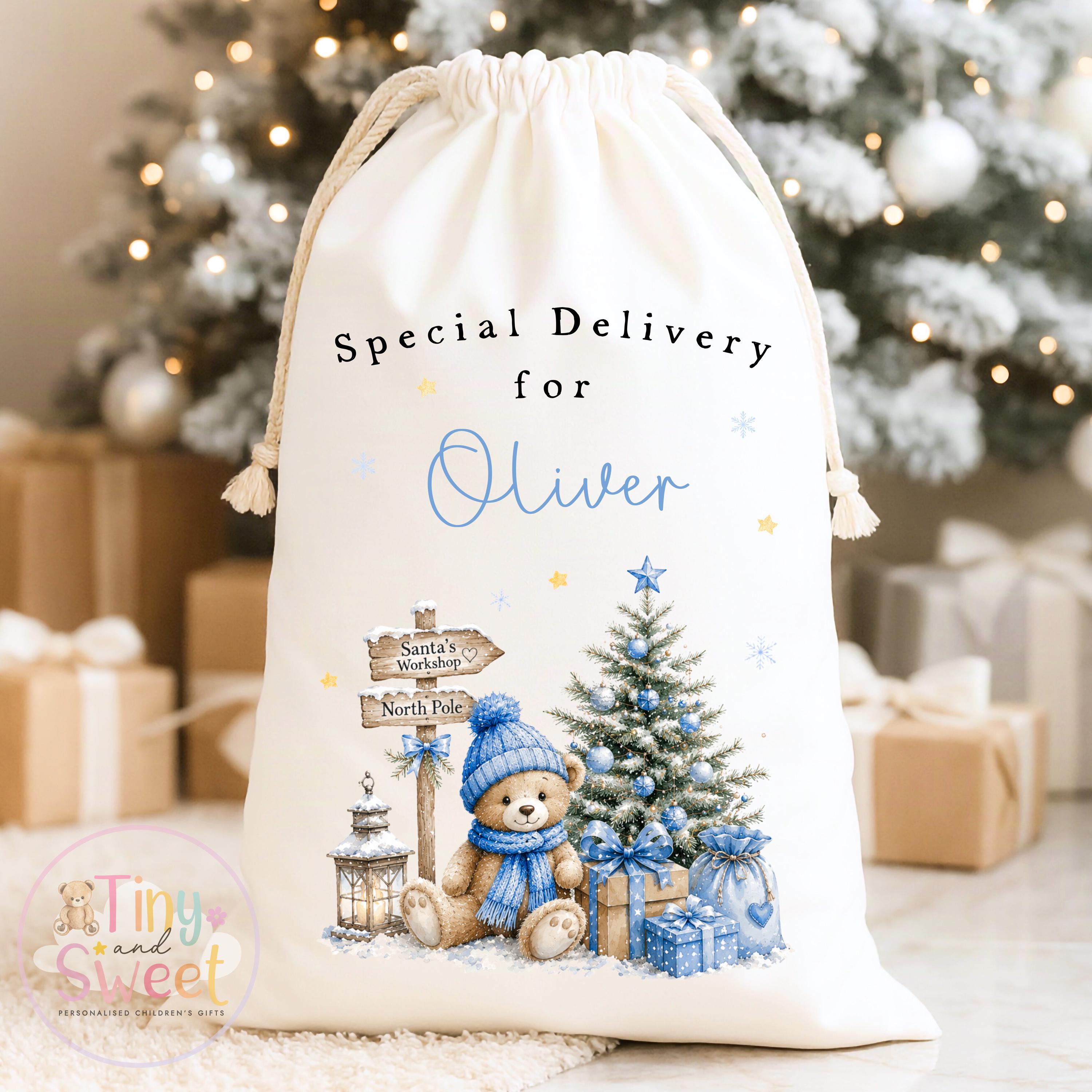 Personalised Christmas Sack, Teddy Bear First christmas sack, XL christmas sack, Teddy christmas sack, Baby Boy christmas sack