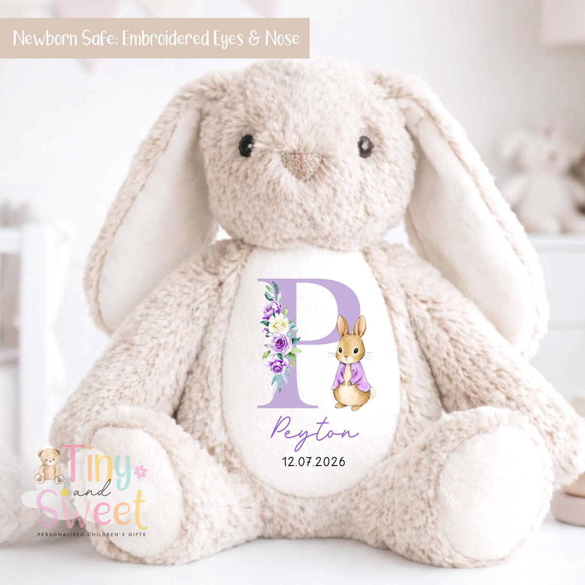 Personalised New Baby soft Toy, New Birth Gift, New baby gift, Newborn Gift, Baby Keepsake, Baby shower gift, Birth stats, Teddy, Bunny