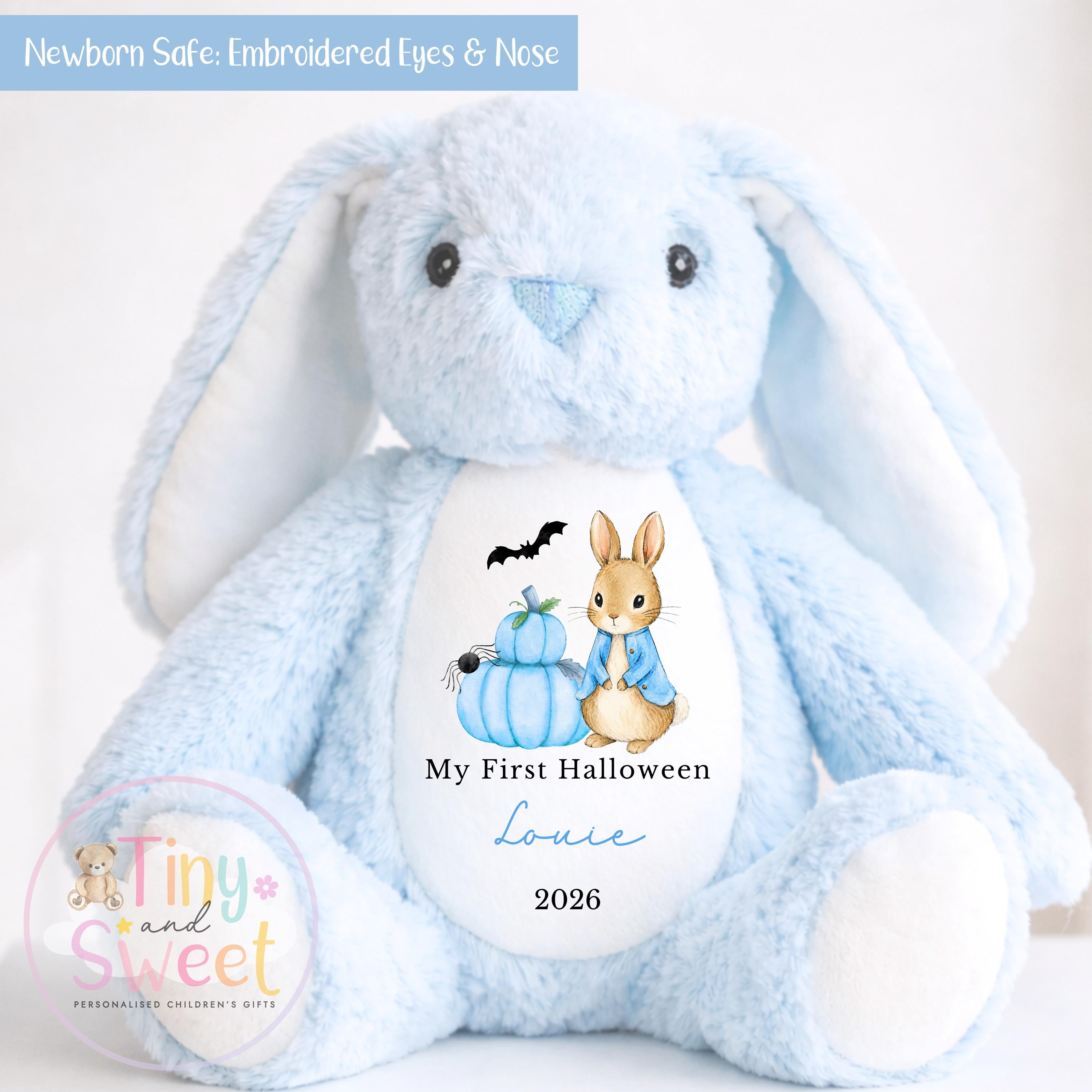 Personalised My First Halloween Bunny, Halloween Keepsake Plush Toy, New Baby Gift