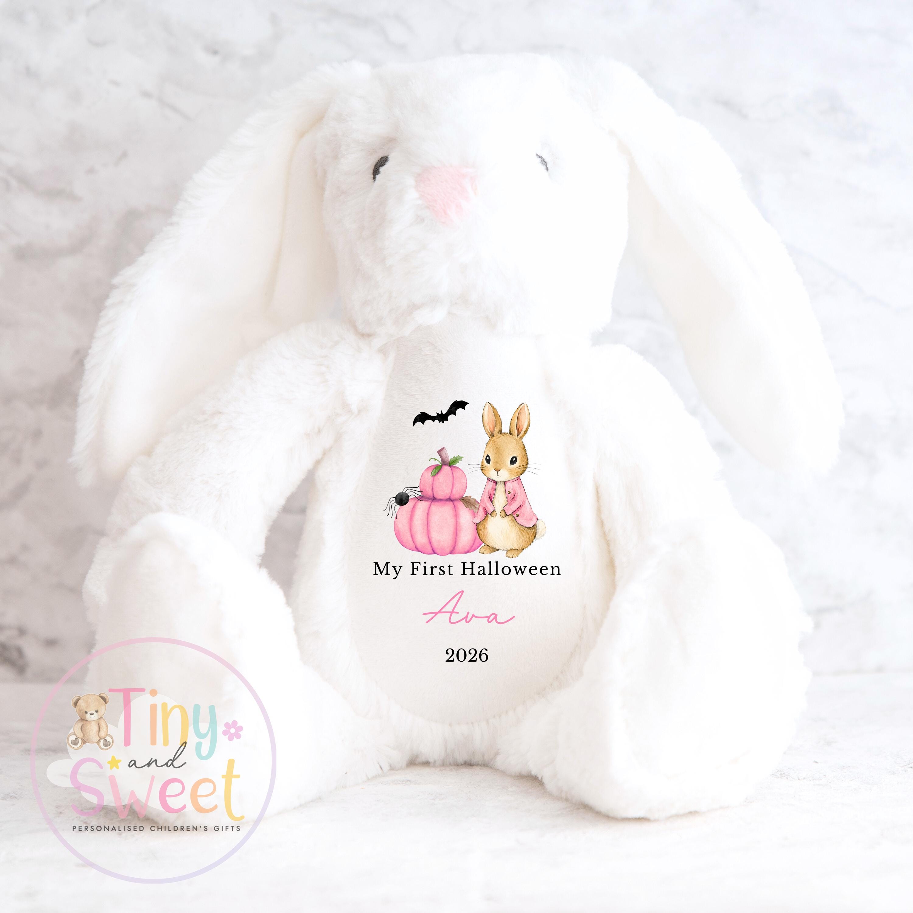 Personalised My First Halloween Bunny, Halloween Keepsake Plush Toy, New Baby Gift