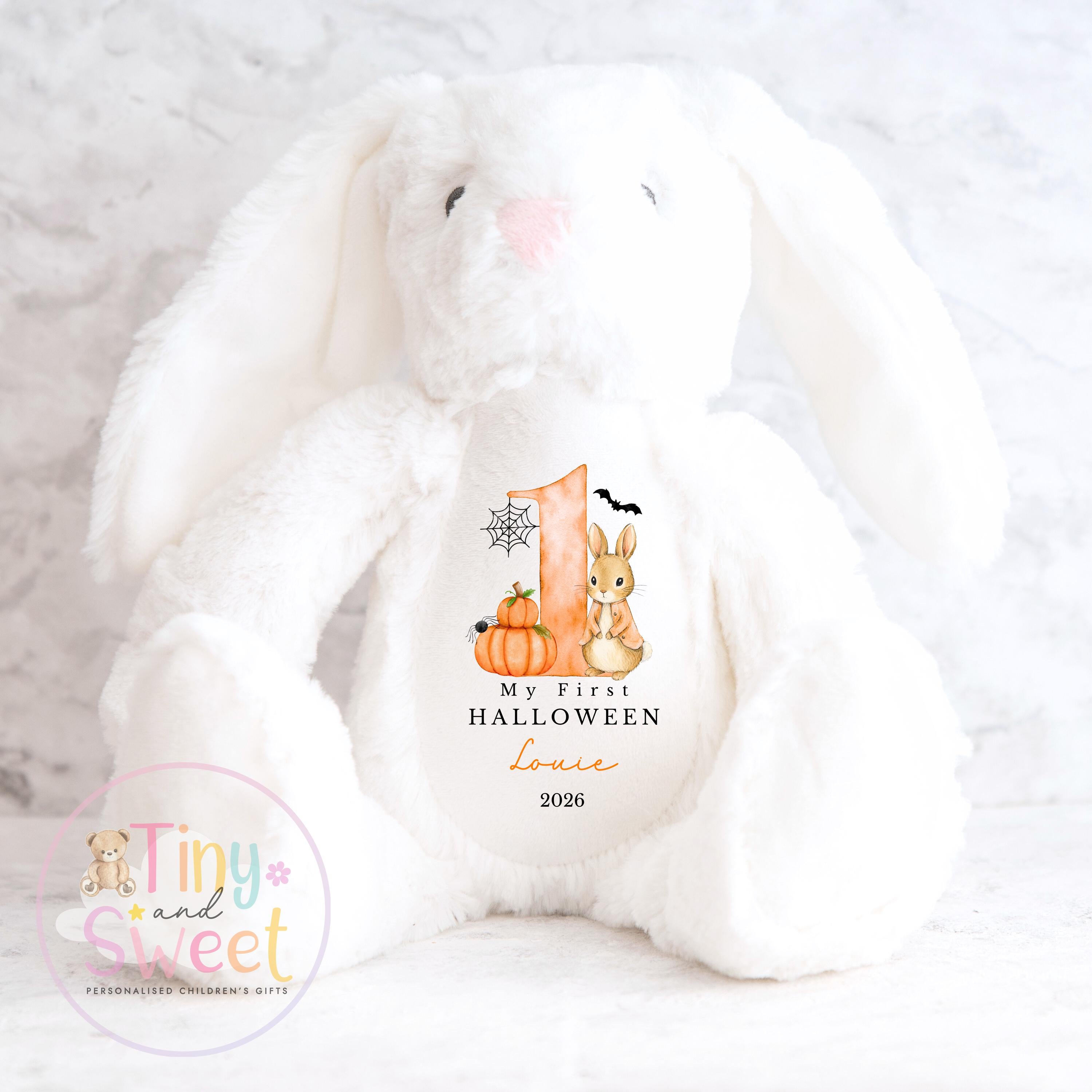Personalised My First Halloween Bunny, Halloween Keepsake Plush Toy, New Baby Gift