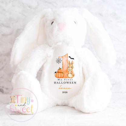 Personalised My First Halloween Bunny, Halloween Keepsake Plush Toy, New Baby Gift