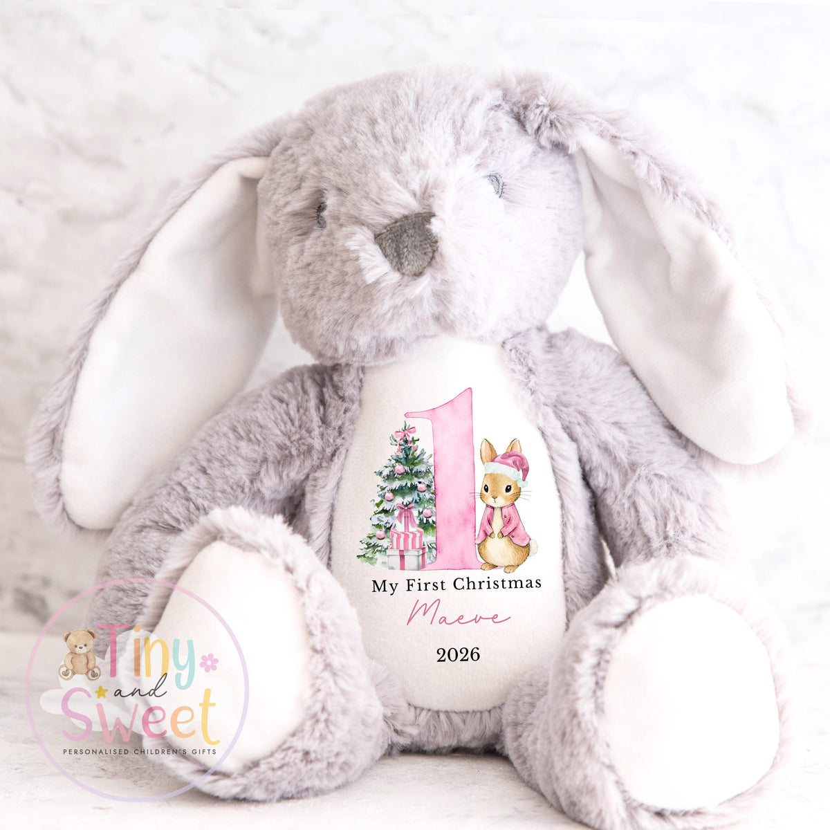 My First Christmas Bunny, Personalised Christmas Soft Toy, Baby’s First Christmas Soft Toy Gift, My First Christmas Keepsake Gift