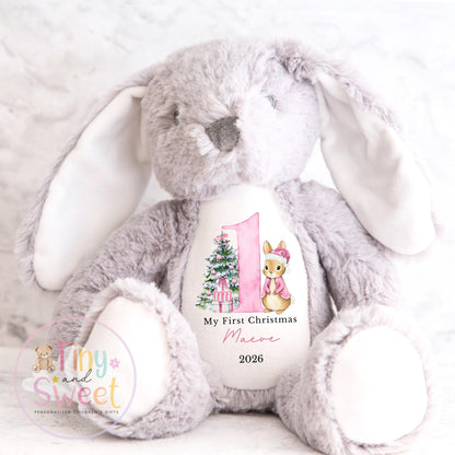 My First Christmas Bunny, Personalised Christmas Soft Toy, Baby’s First Christmas Soft Toy Gift, My First Christmas Keepsake Gift