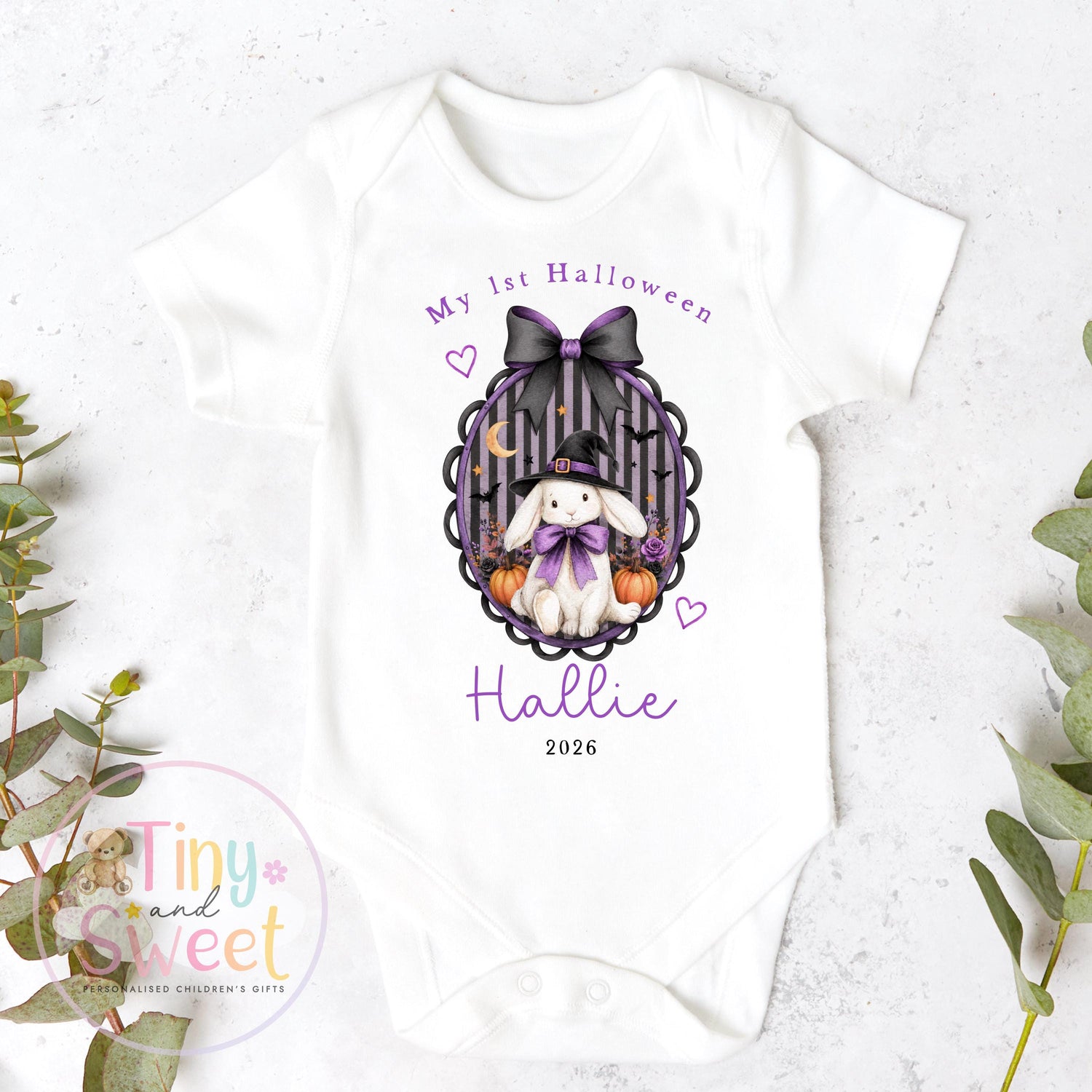 Personalised My First Halloween Sleepsuit – First Halloween –Baby’s 1st Halloween Outfit with Name – Custom Baby Grow – Halloween Baby Gift