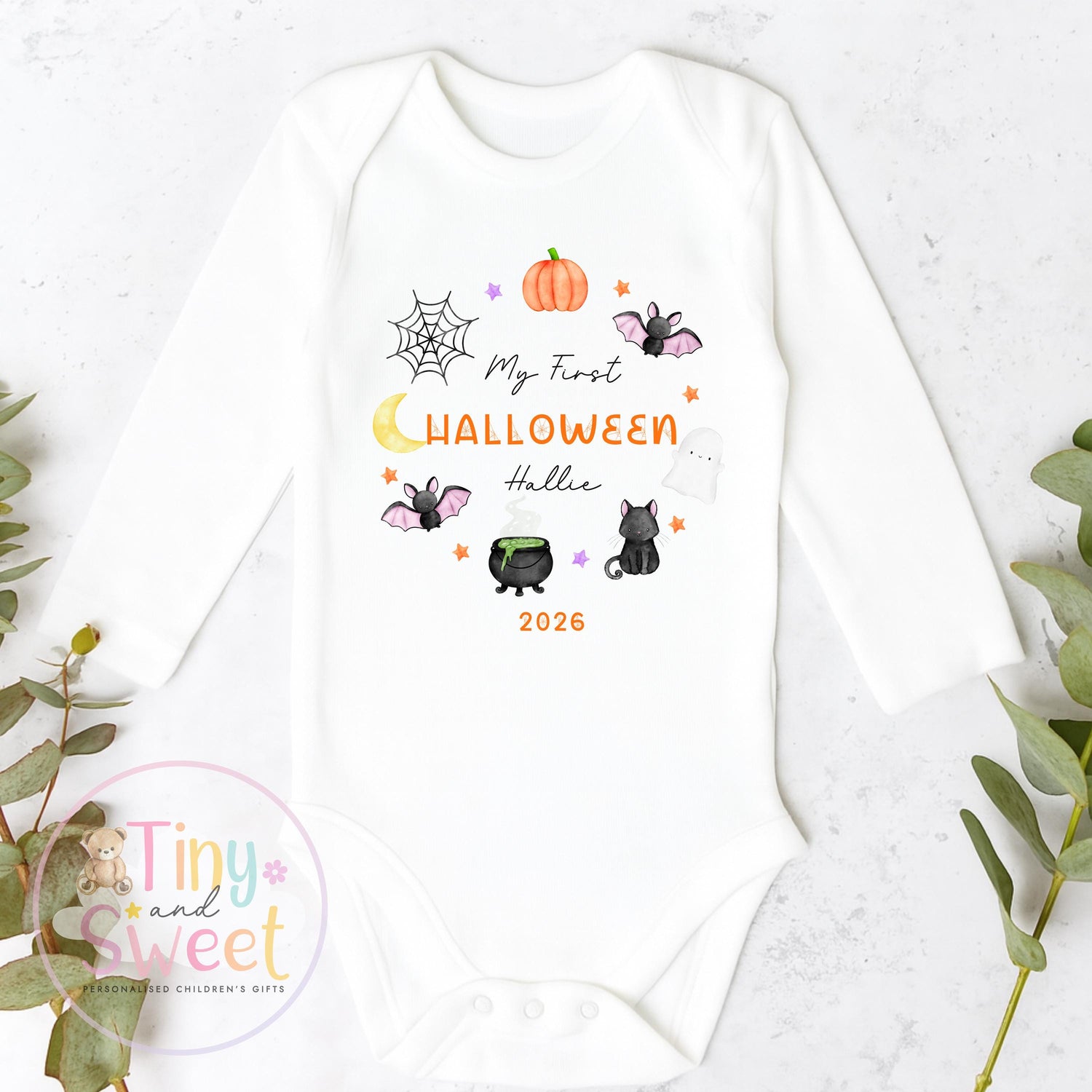 First Halloween Wreath Personalised Sleepsuit
