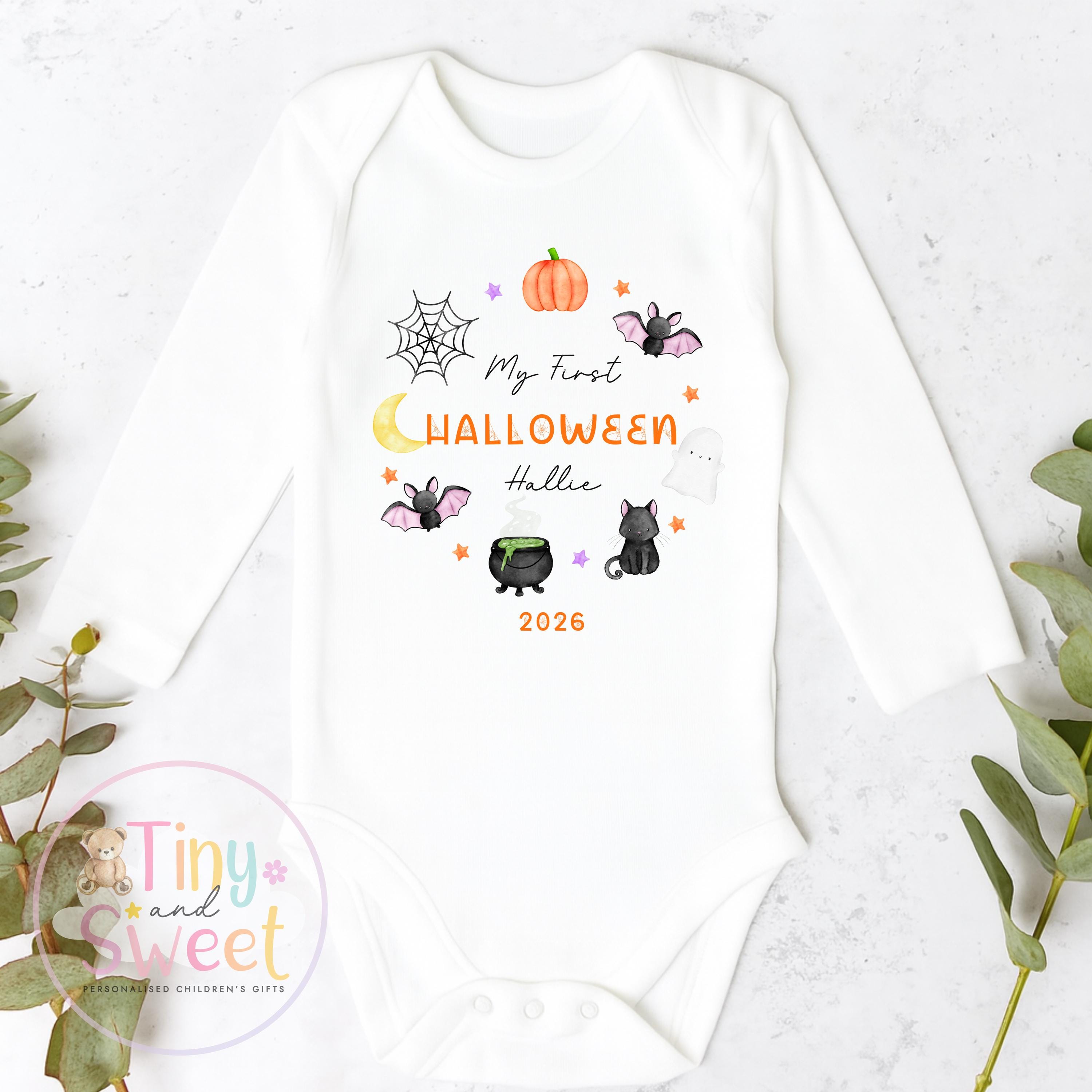 First Halloween Wreath Personalised Sleepsuit