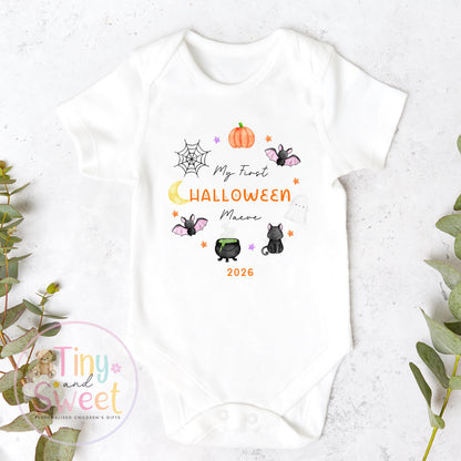 First Halloween Wreath Personalised Sleepsuit