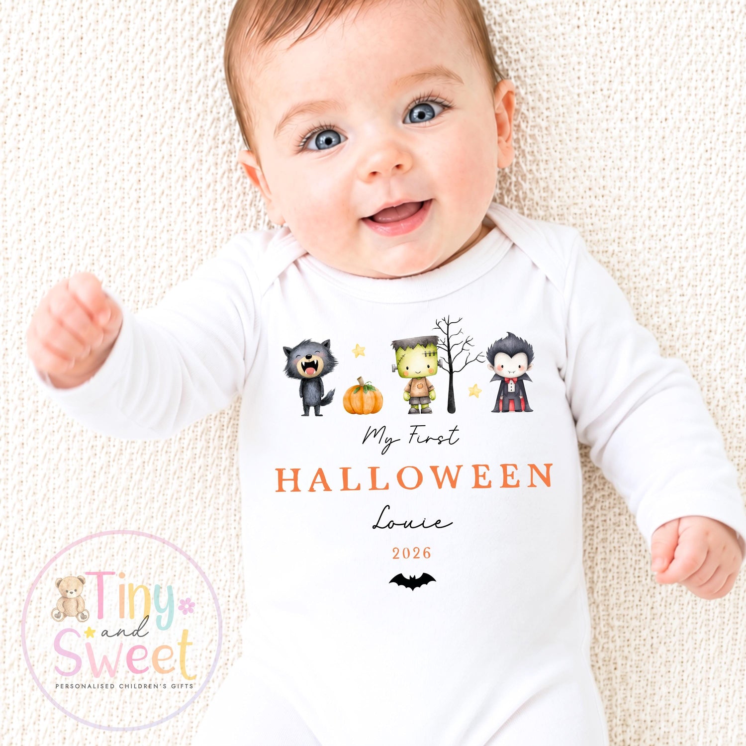 Personalised My First Halloween Sleepsuit, Cute Ghosts, 1st Halloween, Spooky Season, First Boo, Boo Box