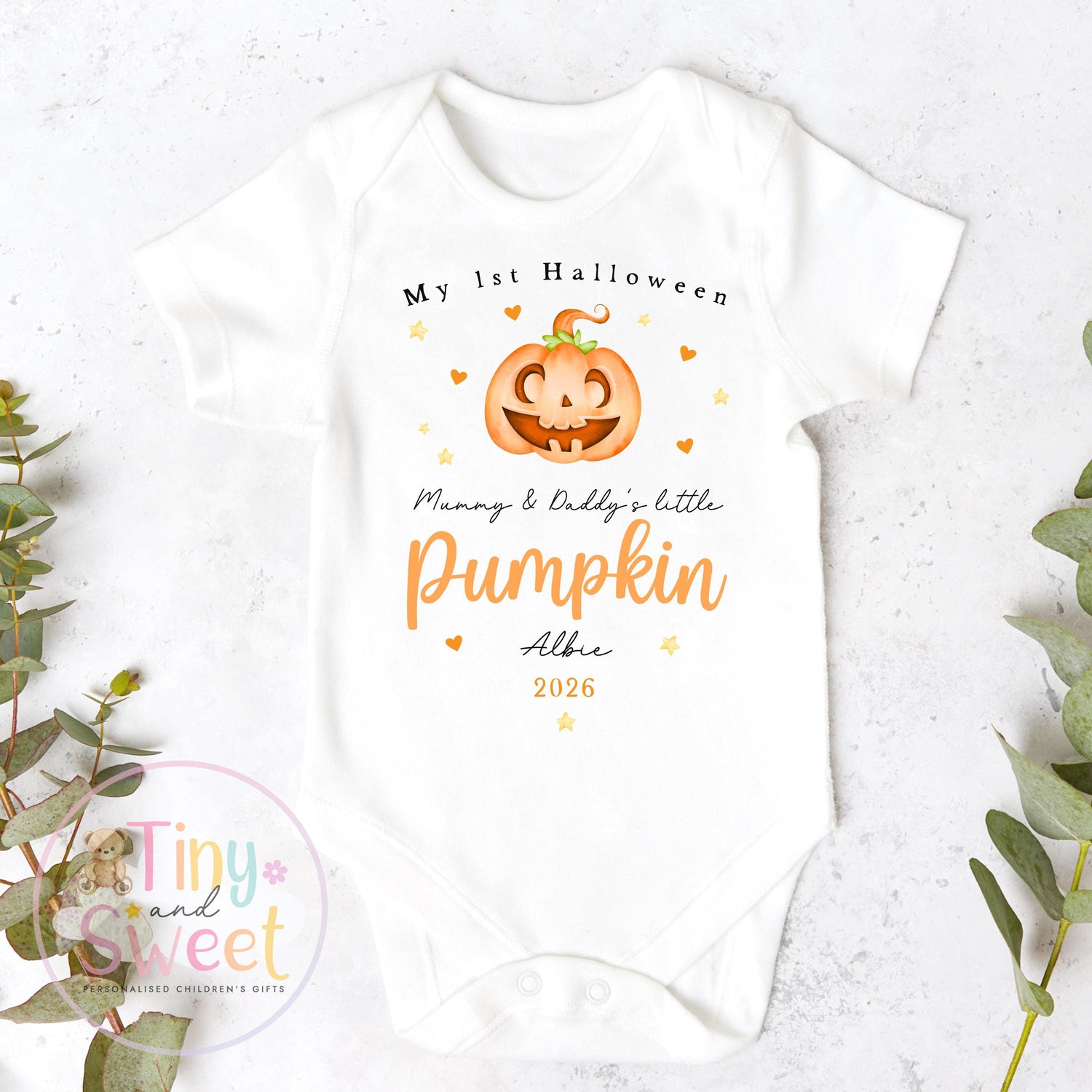 Personalised First Halloween Baby Sleepsuit, Little Pumpkin Babygrow, Halloween Gift For New Baby, Halloween 2026