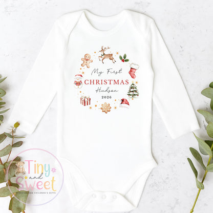 Personalised Babies First Christmas Sleepsuit, Babies 1st Xmas Gift Idea, Pyjamas, 1st Xmas Babygrow, Christmas Outfit for baby