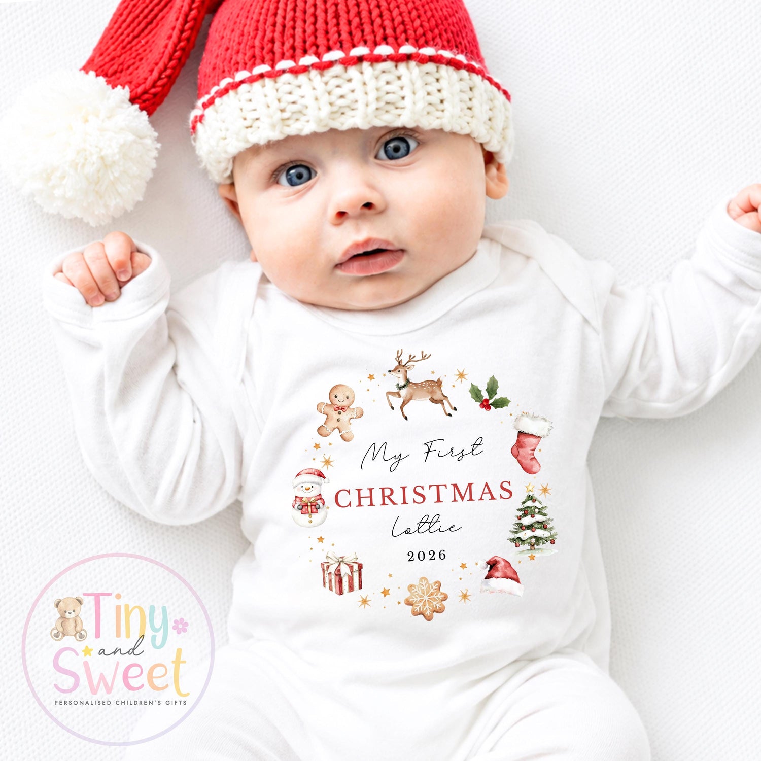 Personalised Babies First Christmas Sleepsuit, Babies 1st Xmas Gift Idea, Pyjamas, 1st Xmas Babygrow, Christmas Outfit for baby