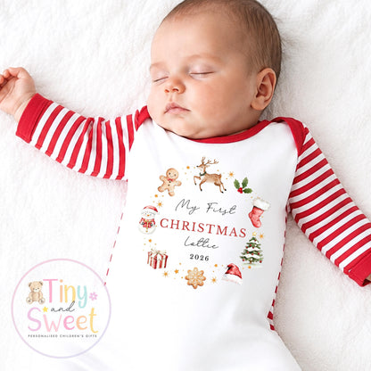 Personalised Babies First Christmas Sleepsuit, Babies 1st Xmas Gift Idea, Pyjamas, 1st Xmas Babygrow, Christmas Outfit for baby