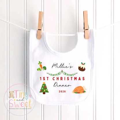 First Christmas Dinner Personalised Bib
