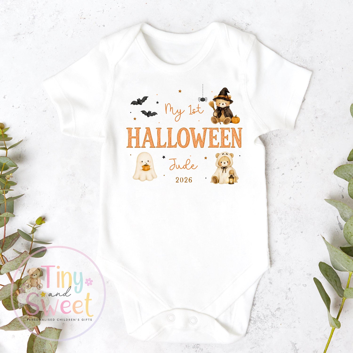 Personalised First Halloween Sleepsuit, Baby Halloween Outfit, Halloween Newborn Gift, First Halloween Babygrow, 1st Halloween Baby Gift