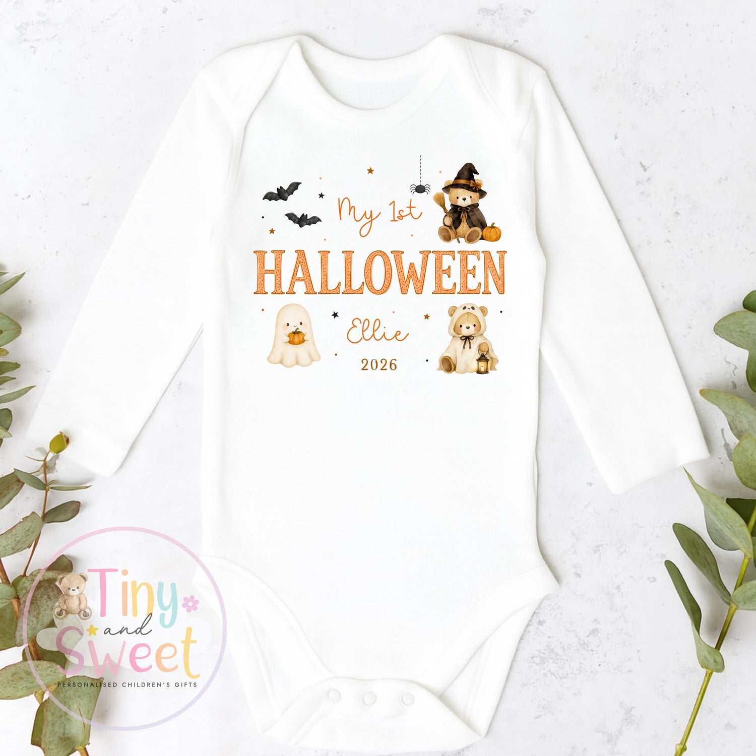 Personalised First Halloween Sleepsuit, Baby Halloween Outfit, Halloween Newborn Gift, First Halloween Babygrow, 1st Halloween Baby Gift