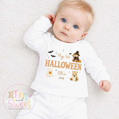 Personalised First Halloween Sleepsuit, Baby Halloween Outfit, Halloween Newborn Gift, First Halloween Babygrow, 1st Halloween Baby Gift
