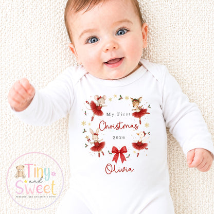 My First Christmas Sleepsuit, Personalised My First Christmas Babygrow, Baby’s 1st Christmas Outfit, Newborn Christmas Outfit, First Xmas